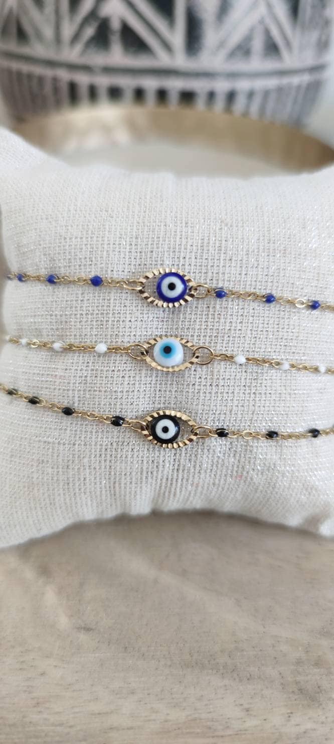 Bracciale in Argento con Occhio di Santa Lucia in Macramè - Bracciale