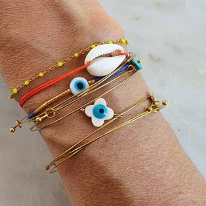 Semainier or, ensemble de 7 bracelets couleur doré, jonc, bracelet femme, bangle, bracelet acier inoxydable, bracelets fins pour st valentin image 7