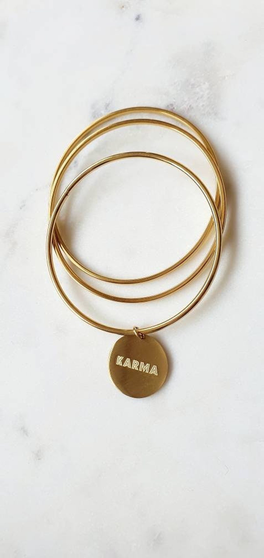 Set of Bangles, 18 Ct Gold Plated Flat Medallion Bracelets