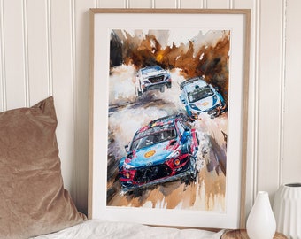 Car Posters Strong Dynamic HYUNDAI Rally Sports Cars, Garage Decor, Automobile Race, Perfect Car Wall Art Gift