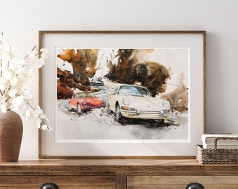 Car Posters Dynamic  Vintage Porsche Old Cars, Garage Decor, Automobile Race, Perfect Car Wall Art Gift