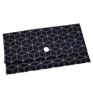 Pochette Rétro motifs cubik noirs/Pochette rangement