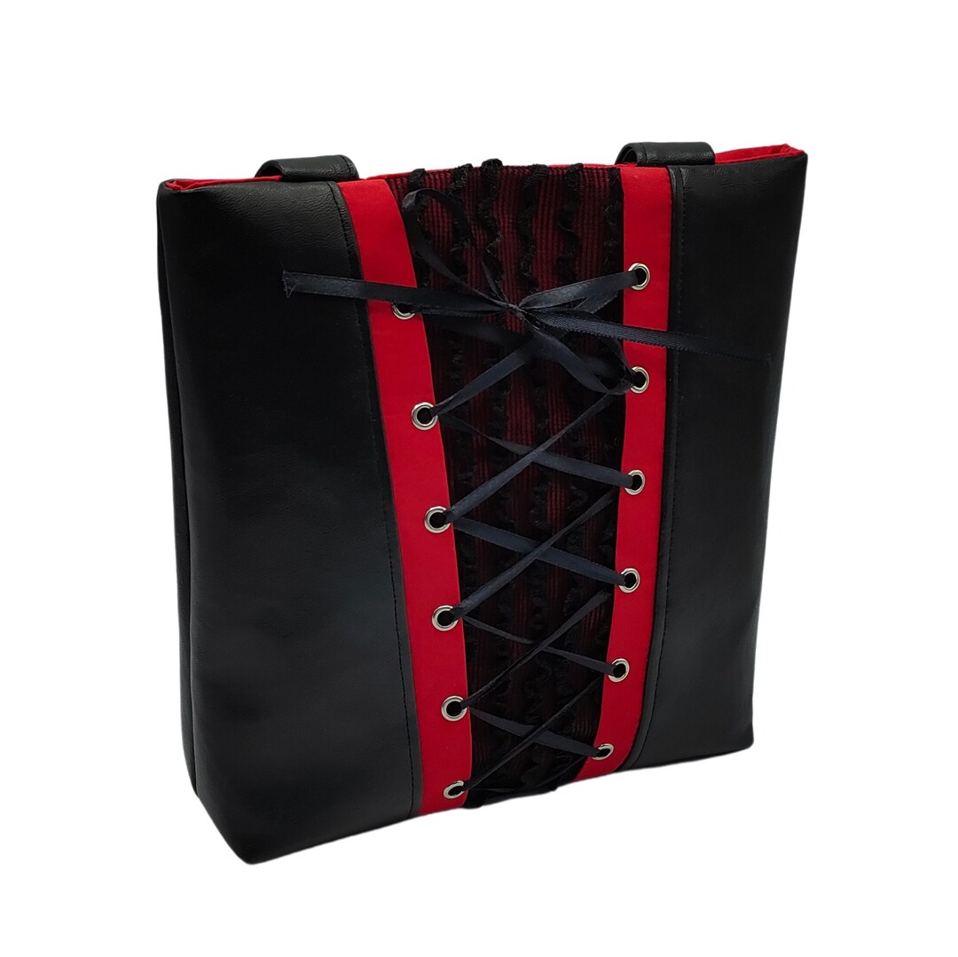Gothic Leren Korset Met Vetersluiting Rood Rock main image 1