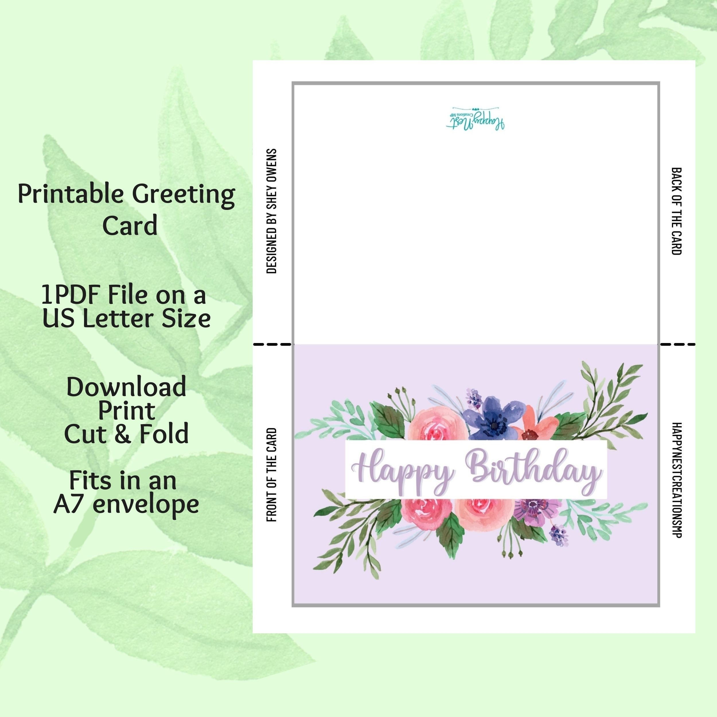 Printable Happy Birthday Card Happy Birthday Greeting Card - Etsy