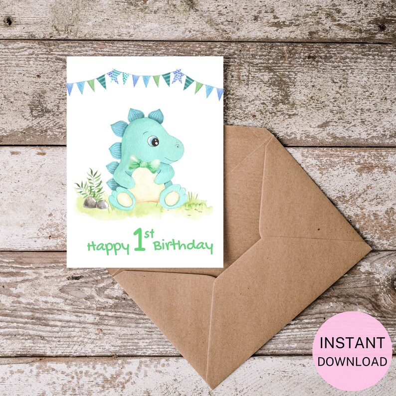 Printable Happy 1st Birthday Card, Baby Boy's Birthday Card, 5x7 ...