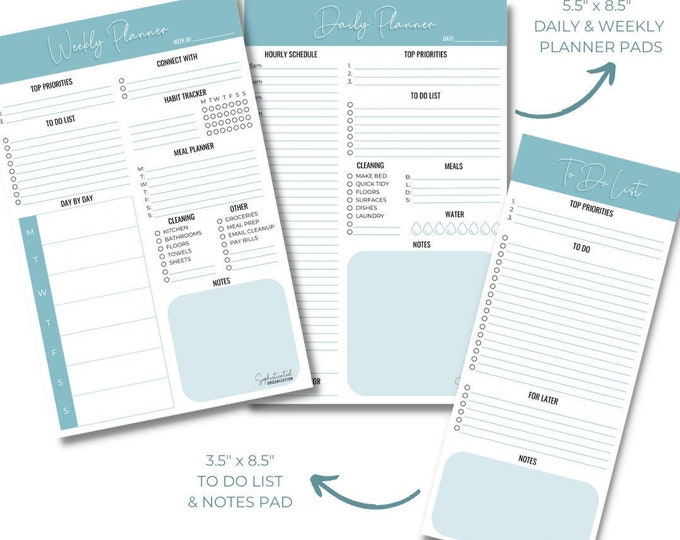 Organized Daily and Weekly Planner Pad Set, Undated Desktop Planner Set ...