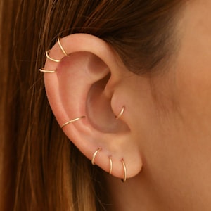 Small Hoop Earrings, Gold Filled or Sterling Silver, Huggie Earrings, Conch Hoop, Helix Hoop, Tragus Hoop, Cartilage Hoop, 6mm 7mm 8mm 9mm