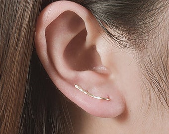 Minimalist Ear Climber Earrings, Dainty Ear Climbers Crawlers Jackets, 14K Gold Filled, Sterling Silver, Rose Gold, 15mm 20mm 25mm