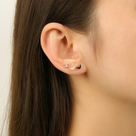 Buy CZ Small Butterfly Stud Earrings Second Hole Earrings