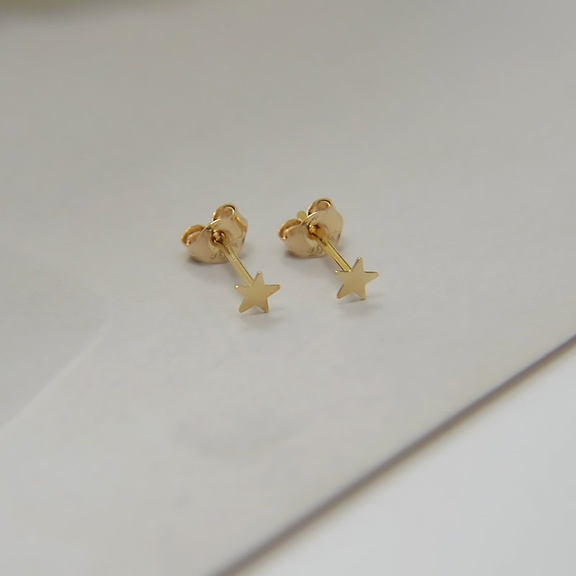 Dainty Tiny Star Stud Earrings Simple Small Studs 14k Gold | Etsy