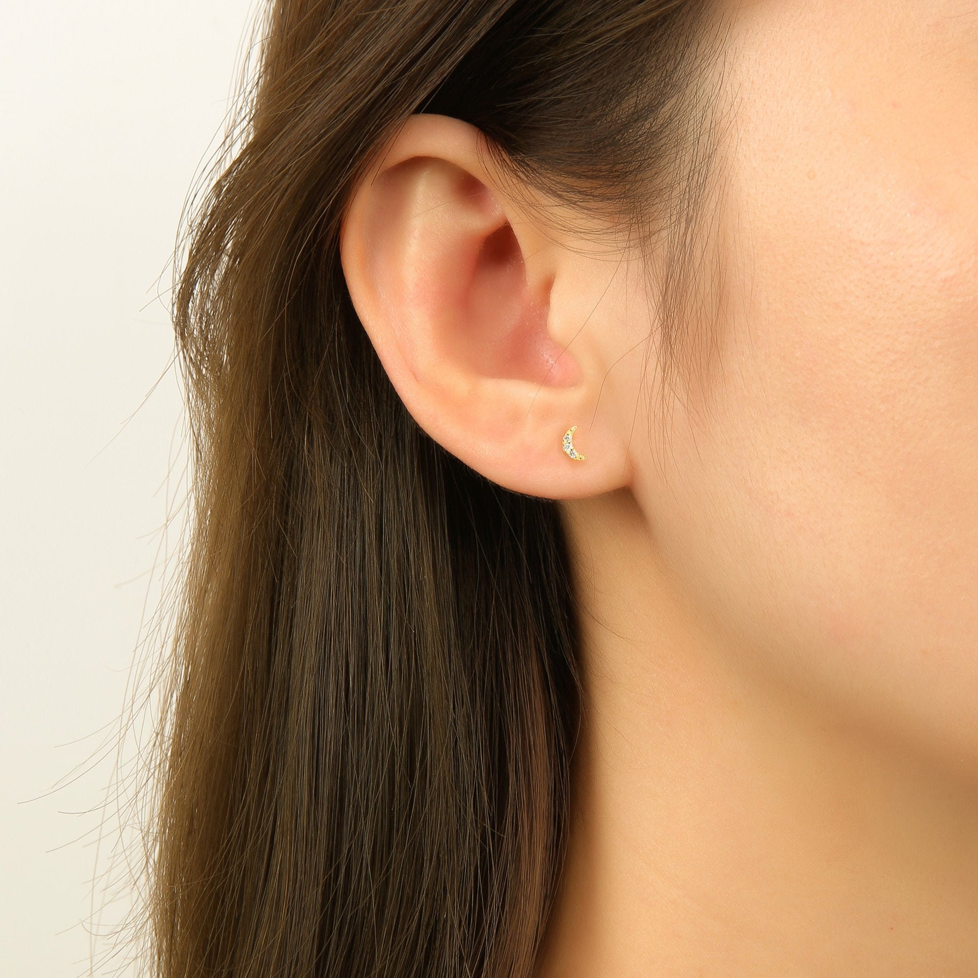 Half Moon Crescent Stud Earrings 925 Sterling Silver Choose Color Half Moon Crescent Stud Earrings 925 Sterling Silver Choose Color