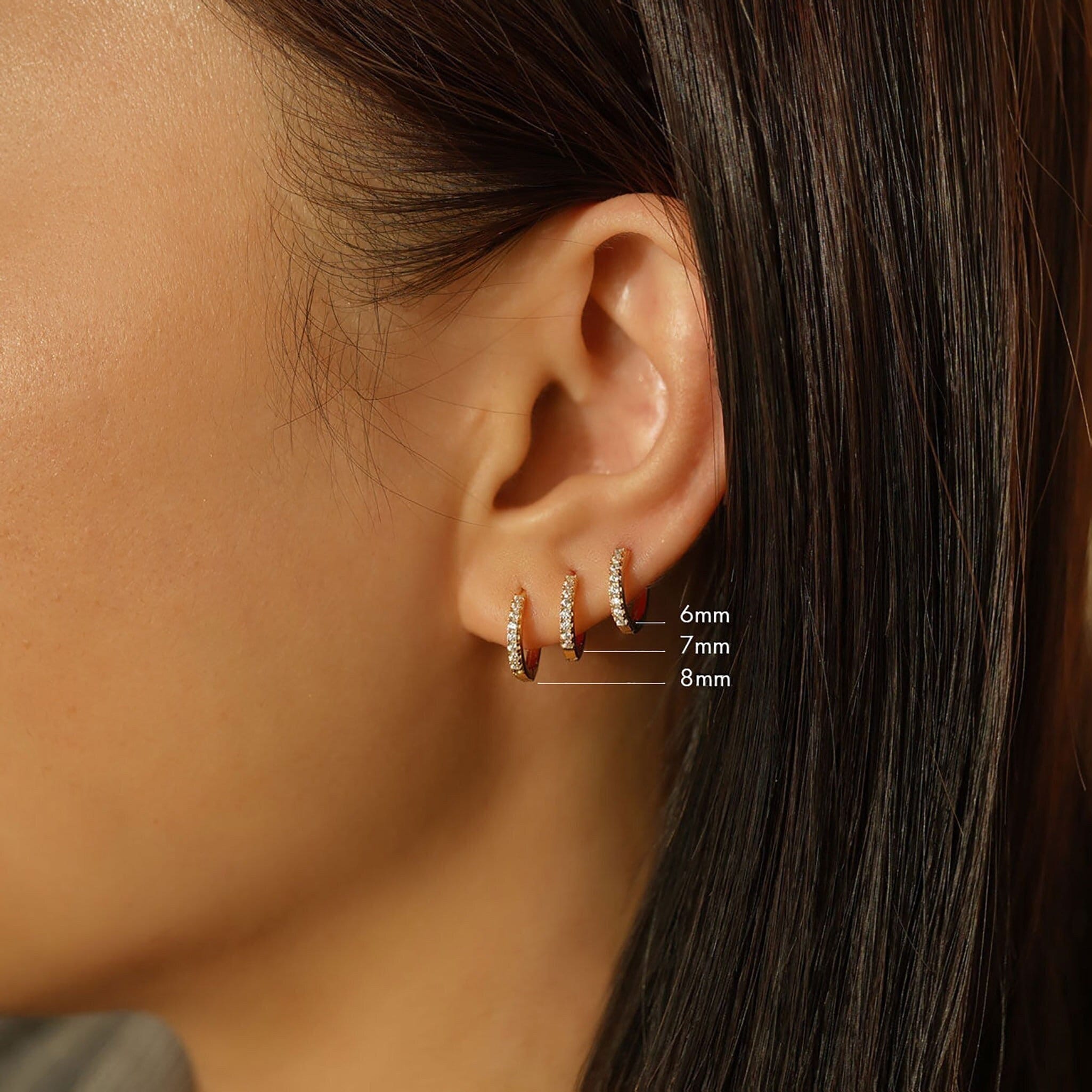 7mm gold huggie on sale earrings