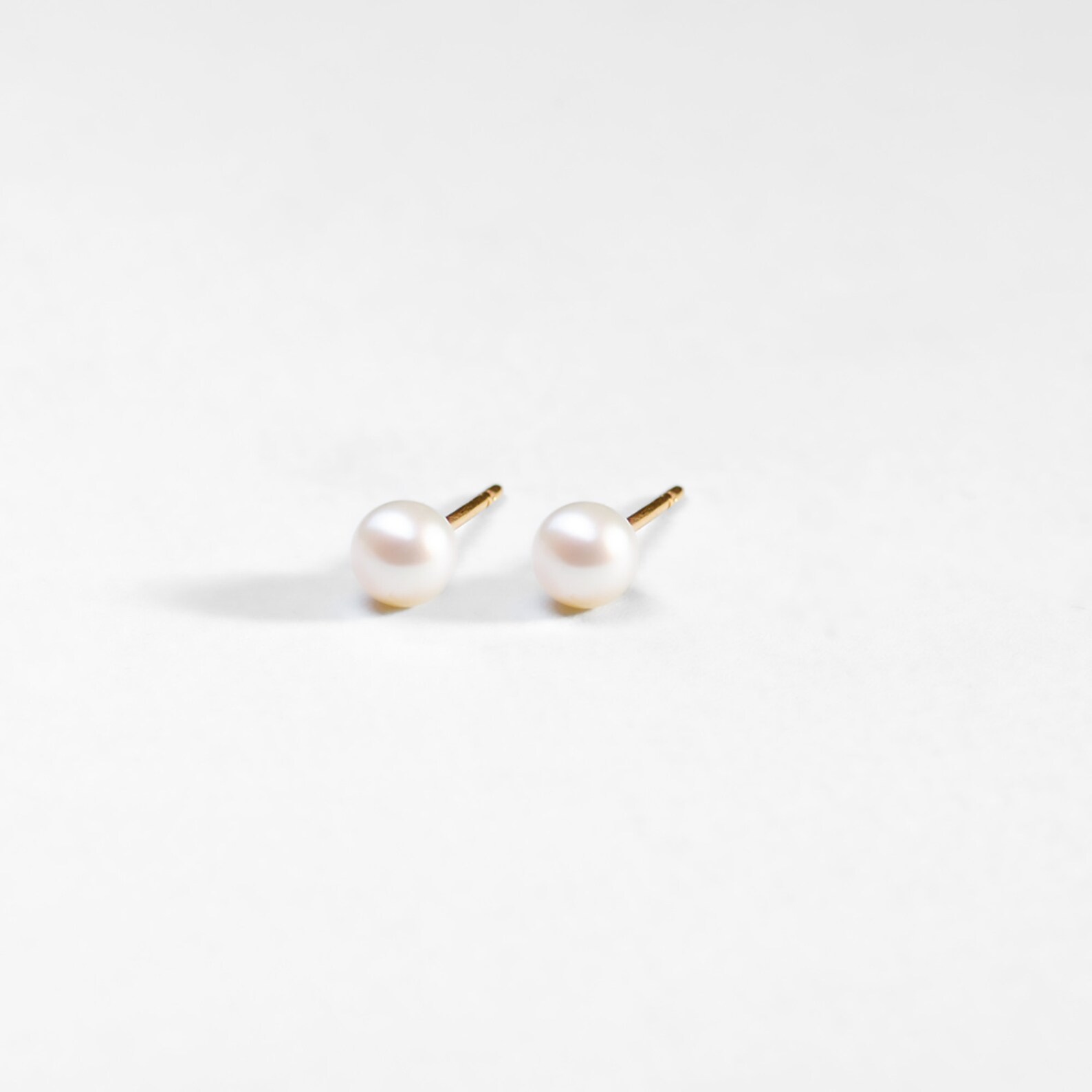 Tiny Pearl Stud Earrings 14k Gold Fillded PEARL EARRINGS Etsy