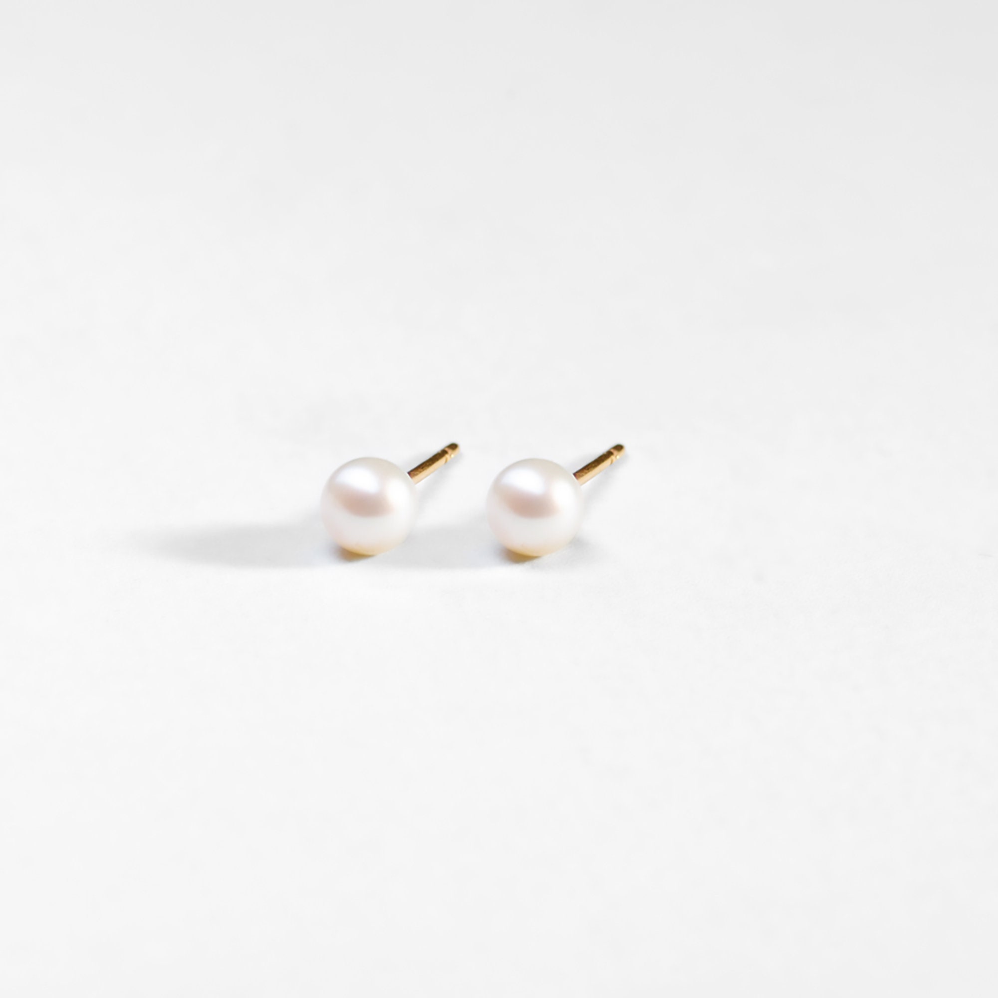 Tiny Pearl Stud Earrings 14k Gold Fillded PEARL EARRINGS Etsy UK