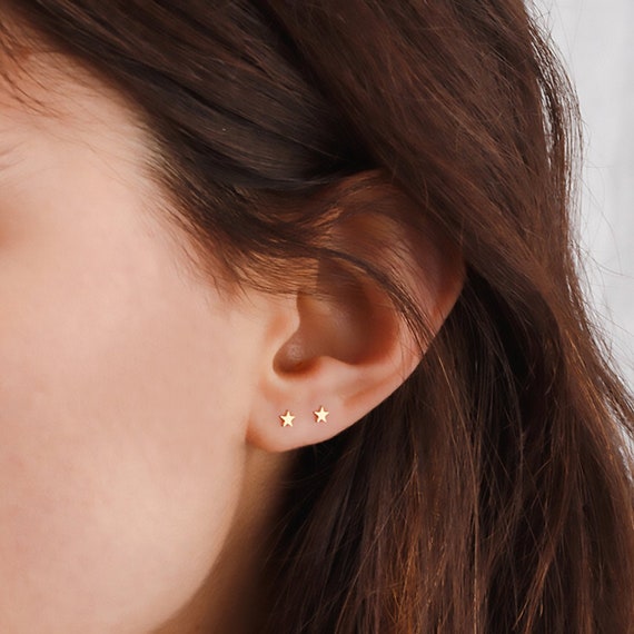 Tiny Golden Star earrings for girls Gold Dainty Hoops for kids simple  minimalist — Discovered