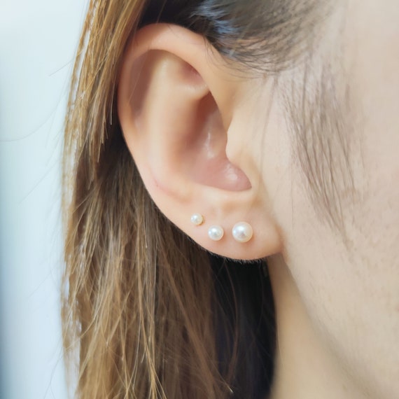 AAAA Freshwater Pearl Tiny Stud Earring, 2mm 3mm 4mm, Small Pearl Stud,  Gold Stud Earring, Dainty Earring, Wedding Earring, Everyday Earring - Etsy