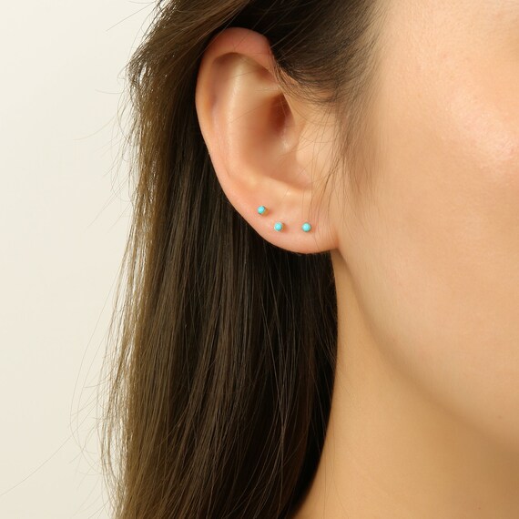 Tiny turquoise clearance stud earrings