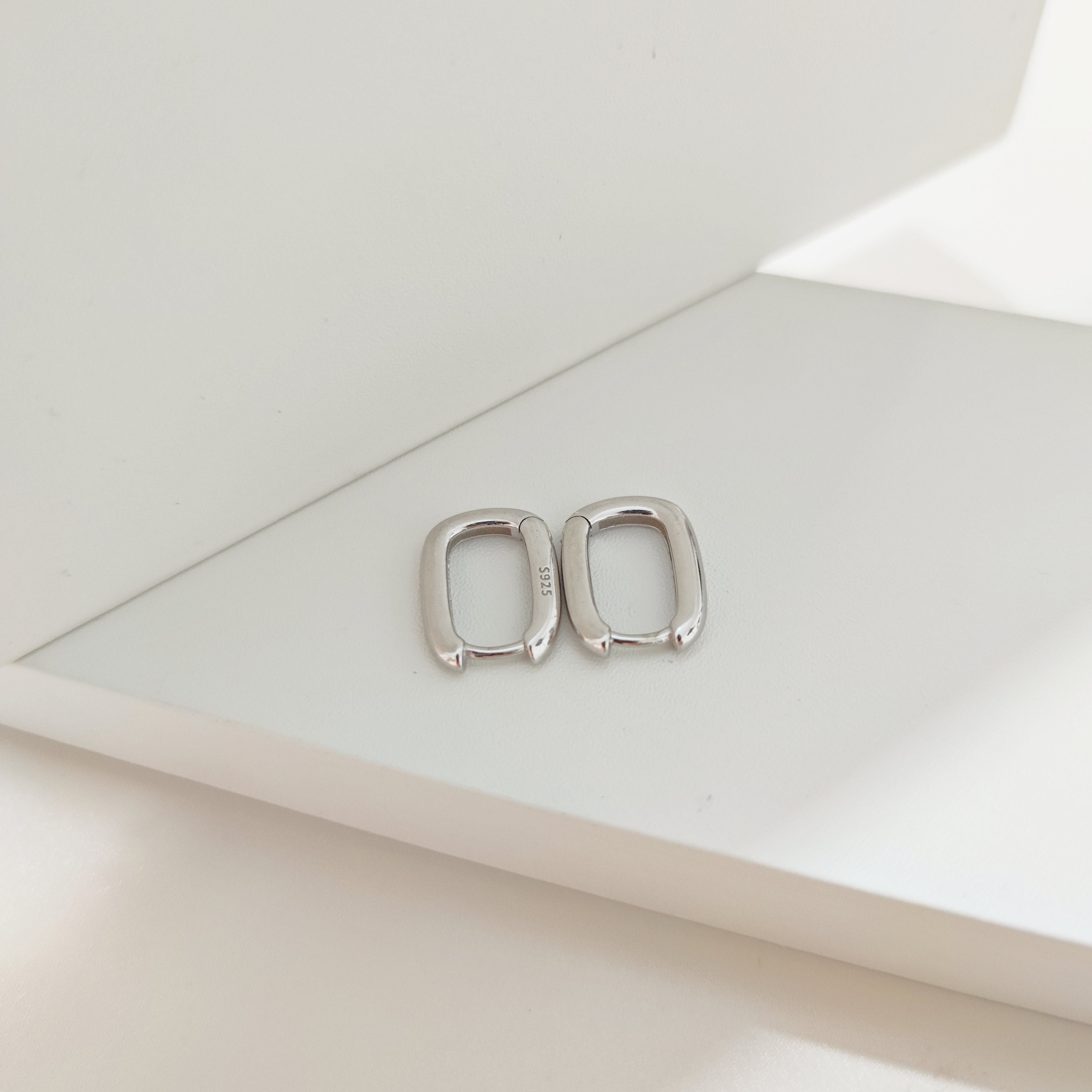 Sterling Silver Small Rectangular Earrings, Silver or Gold, Square Oval  Hoop Earrings, Chunky Hoop Earrings, Dainty Jewelry Gift for Her - Etsy  Israel