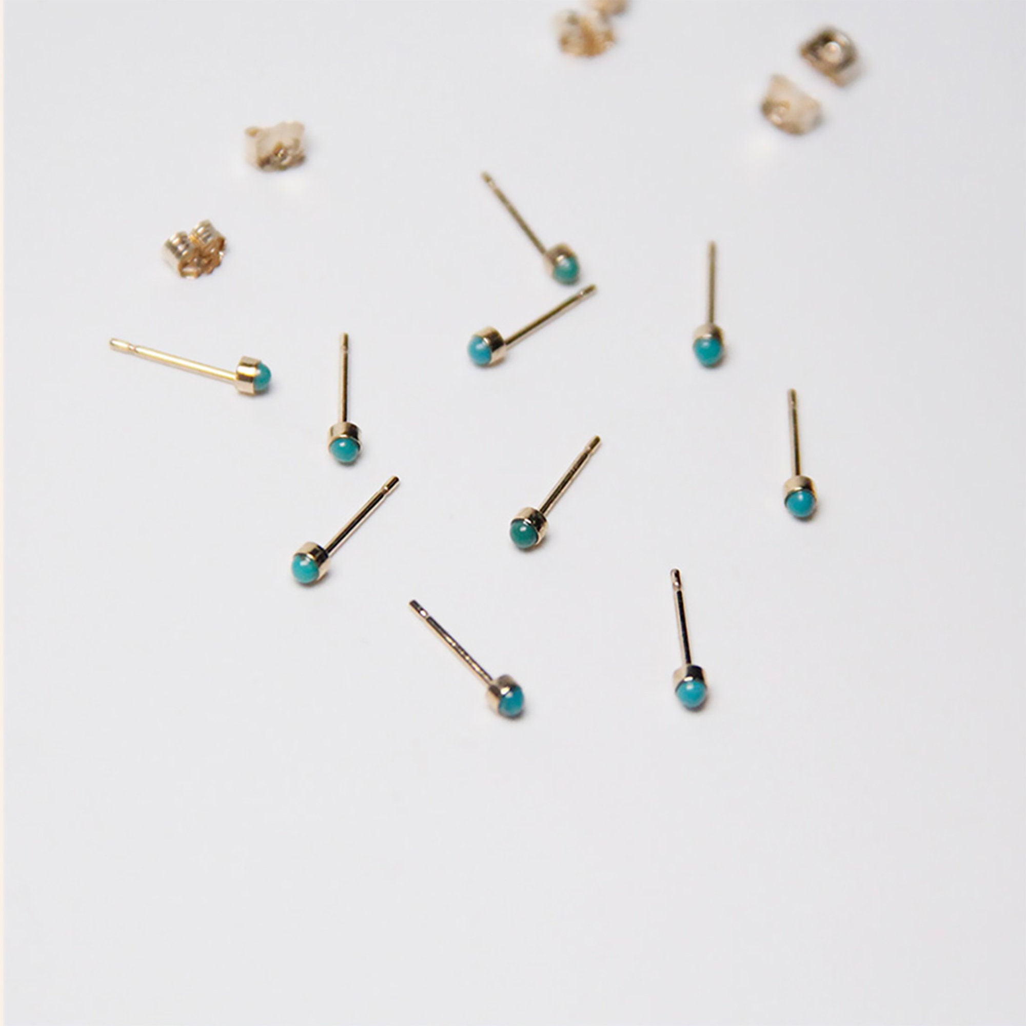 Small Natural Turquoise Stud Earrings 14K Gold Filled Etsy