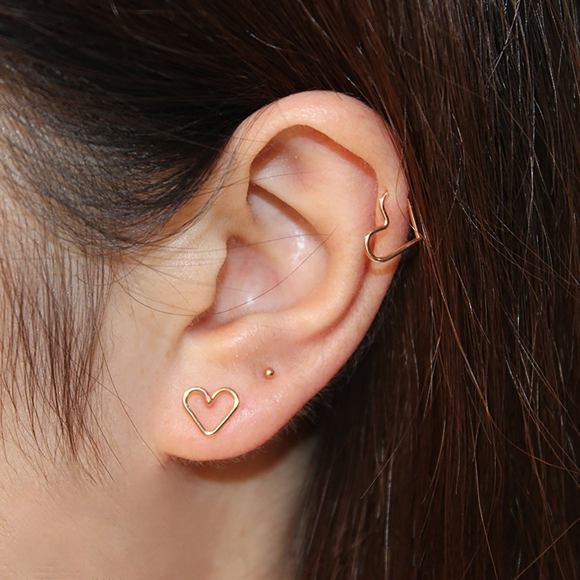 Hoop, Women Piercing Earring, - Earring, Denmark Etsy Helix Heart Heart Filled Gift Silver Hoop Earring, Cartilage Hoop, Gold for 14k Helix Hoop,