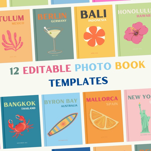 12 Travel Photobook Template Bundle | Customizable Assouline Printed Coffee Table Photo Book