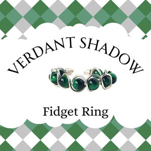 Gemstone Fidget Ring - Green Gemstone Fidget Ring – Adjustable Wire Wrapped Crystal Ring – Dark Academia Jewelry – Fantasy Inspired Gift
