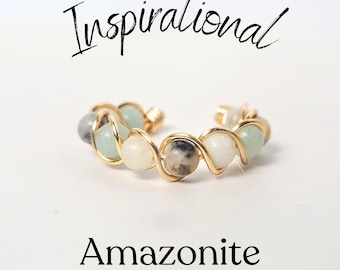 Fidget Ring - Gemstone Ring - Adjustable Ring - Amazonite Stone - Anxiety Ring - Wire Wrapped Jewelry - Student Gift - Emotional Balance
