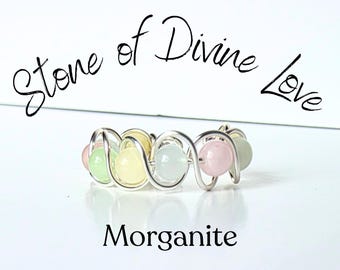 Adjustable Fidget Rings For Women - Morganite - Healing Energy Jewelry - Friend Gifts Sentimental - Calming Energy Ring - Wire Wrapped Ring