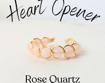 Rose Quartz Adjustable Fidget Ring - ADHD Fidget Sensory - Stacking Rings Twisted - Handmade Tarnish Resistant