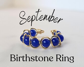 Fidget Ring Adjustable Size - September Ring Adjustable - ADHD Jewelry Wife - Birthday Gifts for Best Friend - Handmade Wire Wrapped Rings