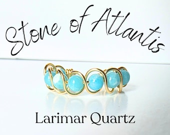 Fidget Ring Adjustable - Larimar Quartz - Calming Energy Jewelry - Student Teacher Thank You Gift - Wire Wrapped Ring Silver - Fidget Rings