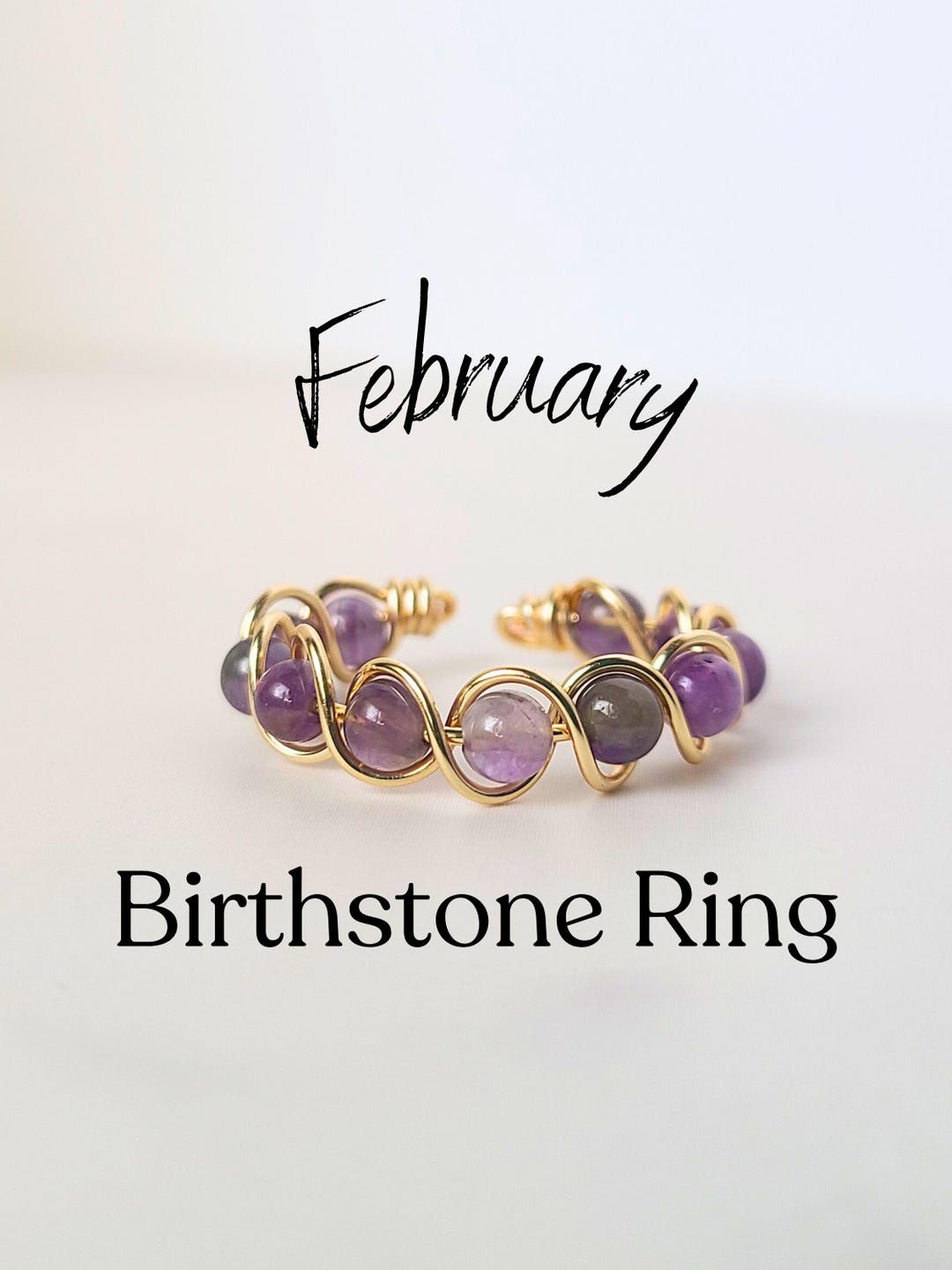 Gemstone Fidget Ring – February Birthstone Ring Gold - Unique Rings for ...