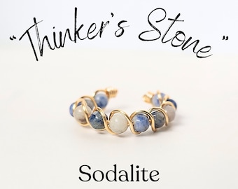 Gemstone Fidget Ring - Adjustable ADHD Jewelry - Unisex Design - Sensory Ring Adult - Gifts Under 20 - ADHD Ring Spinning - Gold Boho Rings
