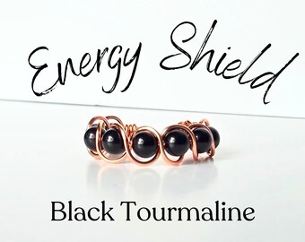 Adjustable Fidget Rings - Black Tourmaline - Protective Energy Jewelry - Handmade Intentional Jewelry - Healing Energy Ring - Gifts For Her