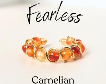 Gemstone Fidget Ring – Adjustable Anxiety Relief - ADHD Gift for Women - Spinner Rings for Women - Student Gift Basket - Carnelian Ring Mens