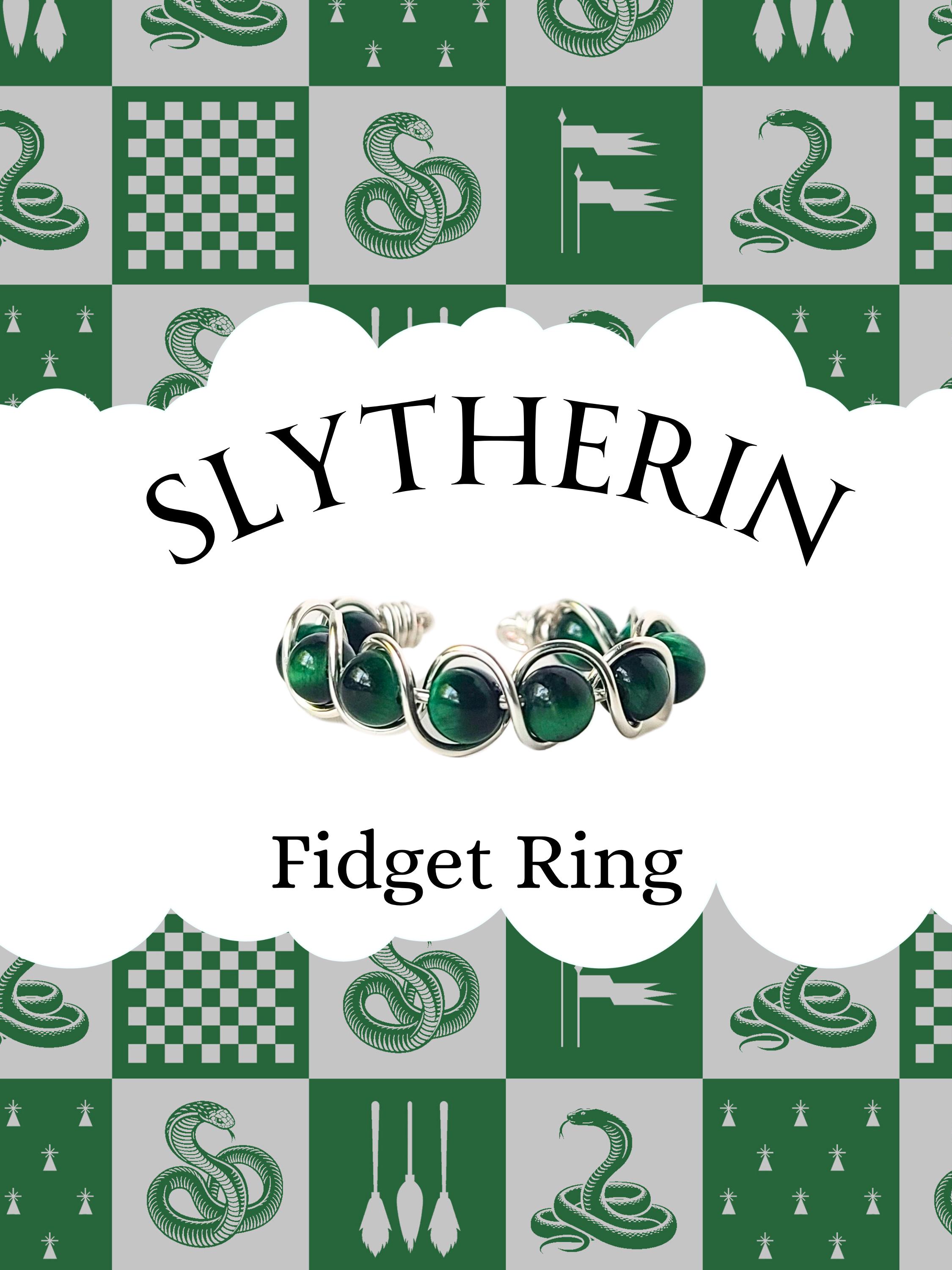 Gemstone Fidget Ring - Slytherin Ring - Stackable Ring - Adjustable Fidget Ring - Friendship Gift Idea- Harry Potter Inspired Gift - Snake