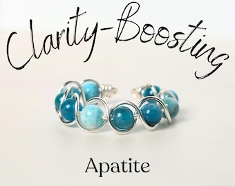 Fidget Ring Adjustable - ADHD Jewelry for Moms of ADHD Kid - Student Gift Basket - Handmade Wire Wrapped Jewelry - Spinner Rings with Gems