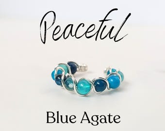 Fidget Ring Adjustable Size - Anxiety Ring Thumb - Student Gift Basket - Spinner Rings with Gems - Handmade Wire Wrapped Jewelry