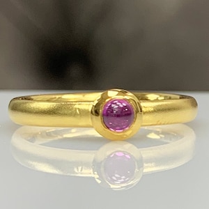 Rhodolite Bezel Set Solitaire Dainty Ring, 14K Gold, Genuine Rhodolite Garnet Engagement Ring, Best Gift for her, Handmade Modern Jewelry