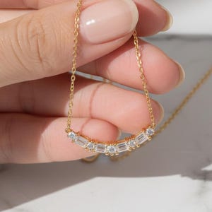 Personalized Morse Code Diamond Bar Necklace in Solid Gold, Custom Initial Pendant, Minimal Dots and Dashes Band, Dainty Gift Idea for Her