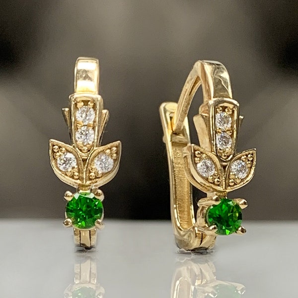 Tsavorite & 14k Gold Found Cap Drop Earrings main image 1