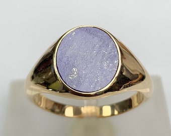 Lapis Lazuli Pinky Signet Gold Ring, Stylish Women Jewelry, Real 14K 8K Statement Ring, Best Handmade Silver Gift Idea for Her / Girlfriend