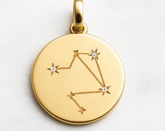 Sterrenbeeldketting met aangepaste gravure, gepersonaliseerde astrologiesieraden in goud of zilver, sterrenbeeldcadeau voor vrouwen