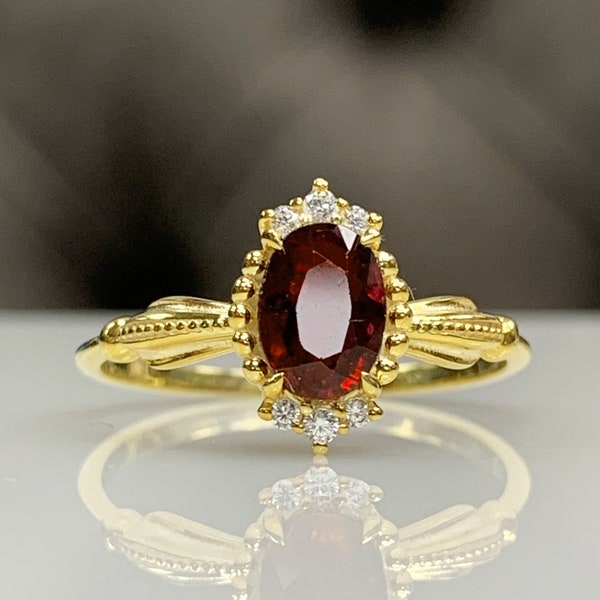 Stylish Ribbon Band Ruby Ring w/ Tiny Diamonds, 14K 8K Solid Gold, July Birthstone, Dainty Antique Style Jewelry, Best Christmas Gift Idea