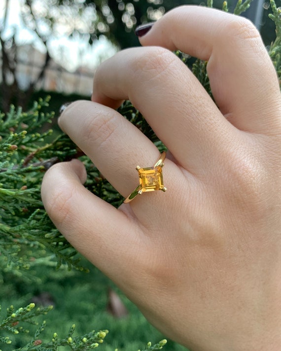 Citrine princess cut ring sale