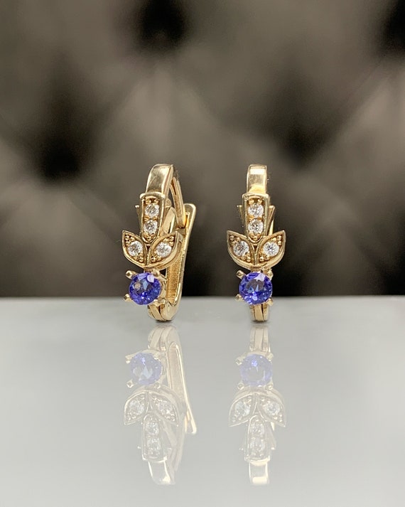 Pendientes Mujer Dorados De Cristal Brillo Talla Baguette Y Circon
