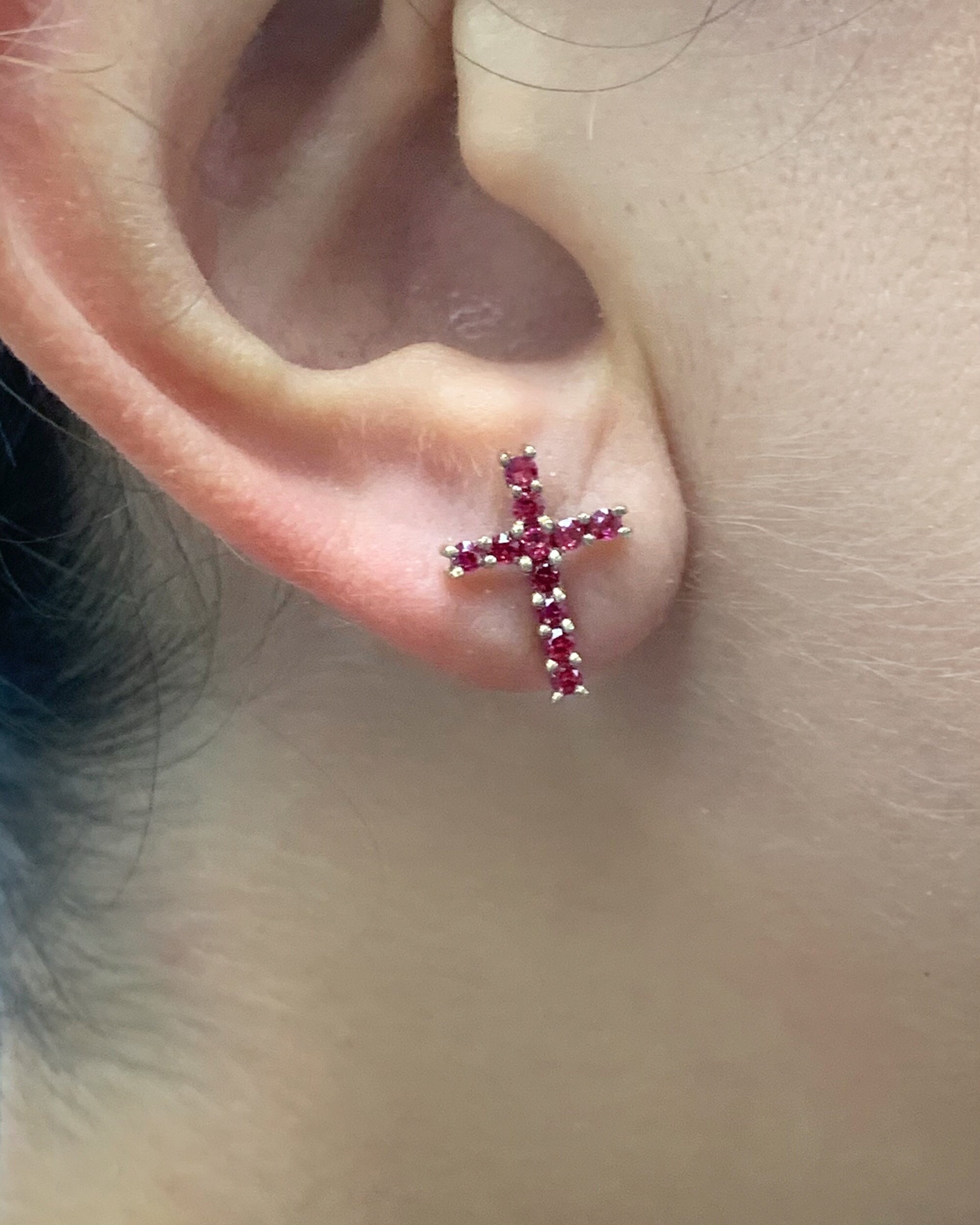 Ruby cross earrings clearance