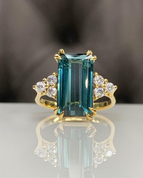 CR3451 Blue Tourmaline and Diamond Halo Ring 14KW - Coastal Jewelers -  Kennebunkport Maine Jewelry Store