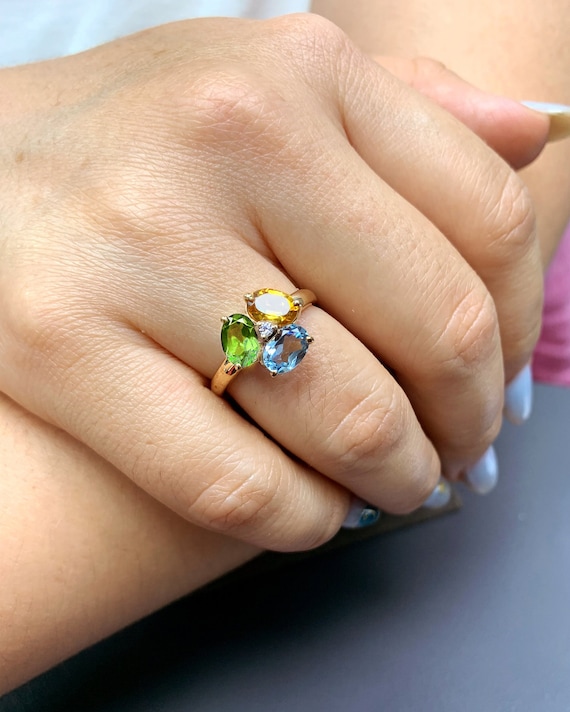 Yazilind - Anello da Donna in Stile Vintage, in Resina, con Pietre