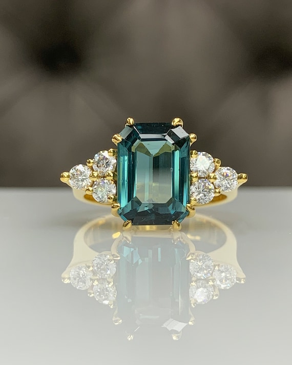 Indicolite Blue Green Tourmaline & Diamond Ring – Park City Jewelers